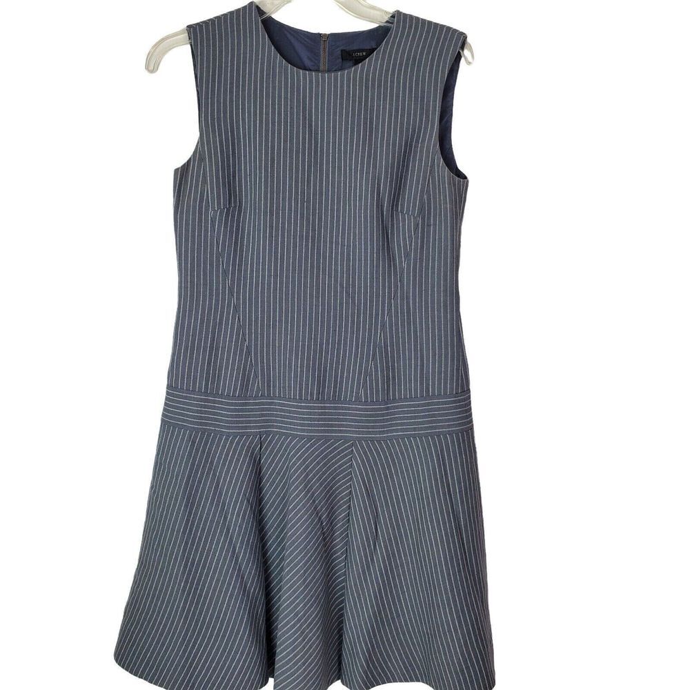 J Crew Women's Wool Pinstripe Dress Drop Waist‎ Sleeveless Size 0